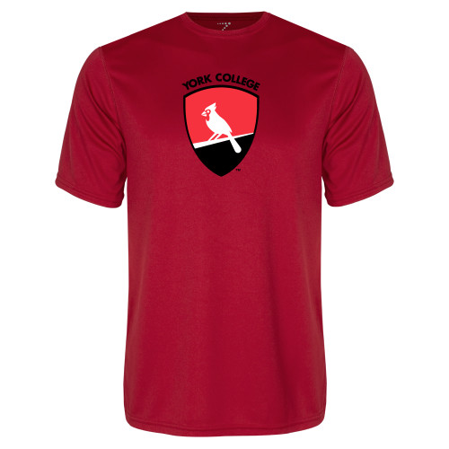 Red Performance Tee-York College and Shield