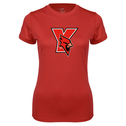 Womens Red Performance Tee-Cardinal