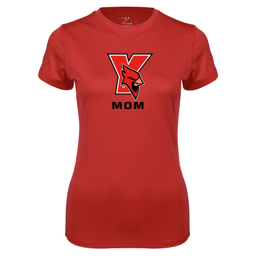 Womens Red Performance Tee-Mom