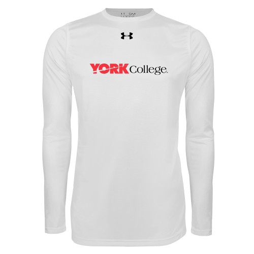 Under Armour White Long Sleeve Tech Tee-Officlal Logo