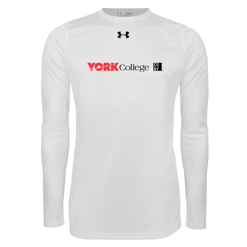 Under Armour White Long Sleeve Tech Tee-York College with CUNY Square