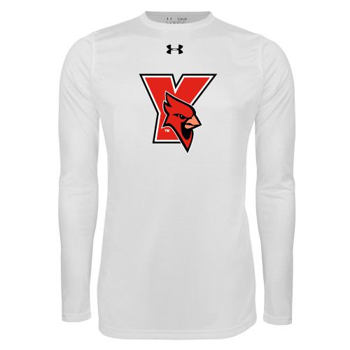 Under Armour White Long Sleeve Tech Tee-Cardinal