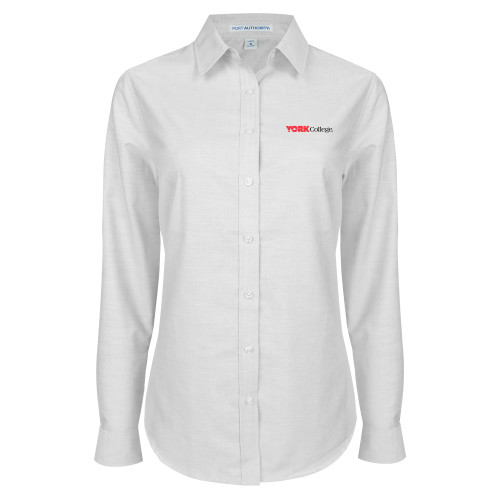 Womens White Oxford Shirt-Officlal Logo