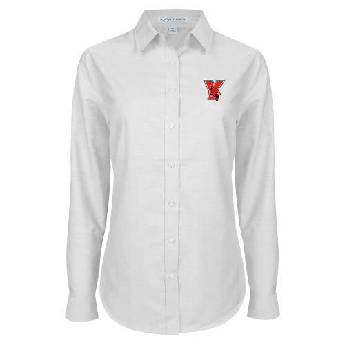 Womens White Oxford Shirt-Cardinal