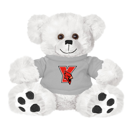 Plush Big Paw 8 1/2 inch White Bear w/Grey Shirt-Cardinal