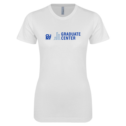 Next Level Womens White Boyfriend Tee-Graduate Center Wordmark