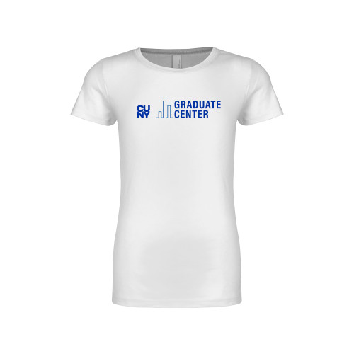 Next Level Girls White Fashion Fit T Shirt-Graduate Center Wordmark