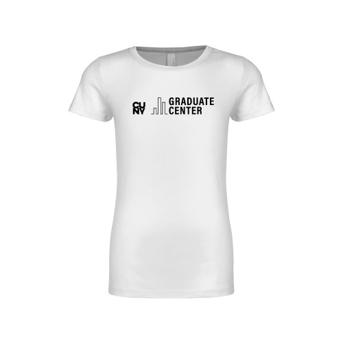 Next Level Girls White Fashion Fit T Shirt-Graduate Center Wordmark