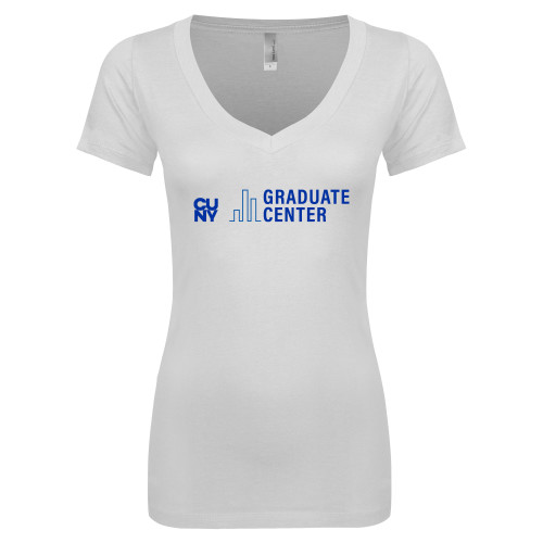 Next Level Womens White Ideal V Tee-Graduate Center Wordmark