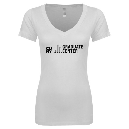 Next Level Womens White Ideal V Tee-Graduate Center Wordmark