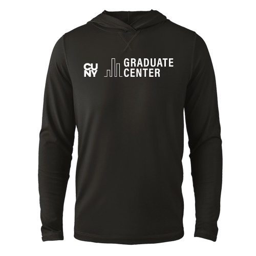 Black Long Sleeve Hooded Tee-Graduate Center Wordmark