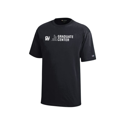 Champion Youth Black Short Sleeve Tee-Graduate Center Wordmark