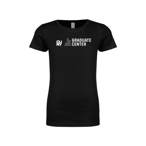 Next Level Girls Black Fashion Fit T Shirt-Graduate Center Wordmark