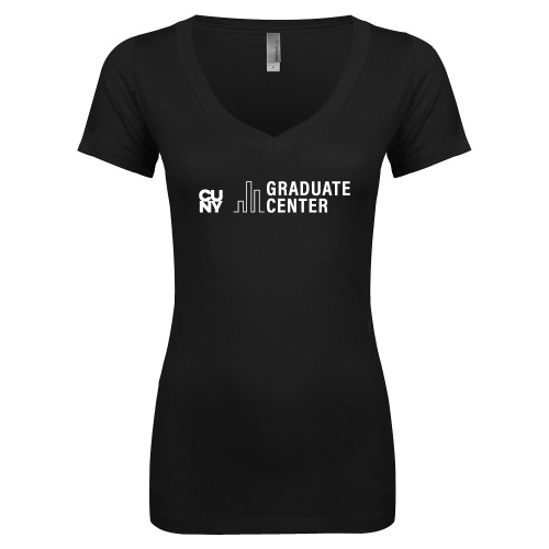 Next Level Womens Black Ideal V Tee-Graduate Center Wordmark