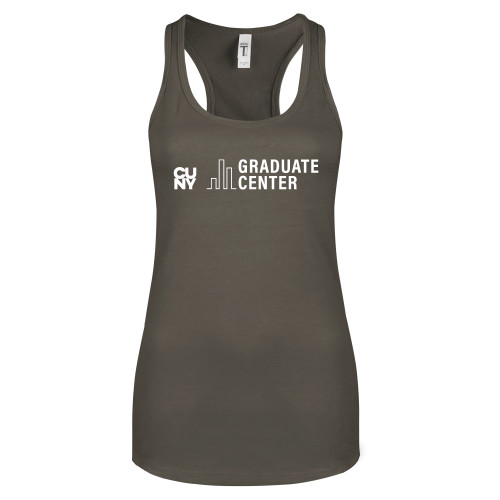 Next Level Womens Charcoal Racerback Tank-Graduate Center Wordmark