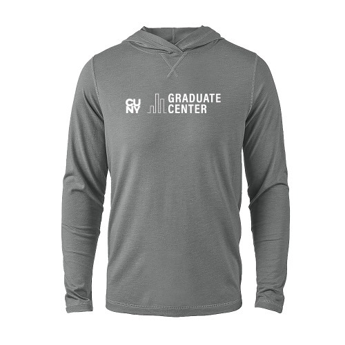 Grey Heather Long Sleeve Hooded Tee-Graduate Center Wordmark