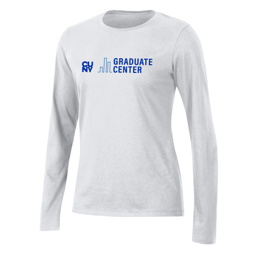 Gear Womens White Long Sleeve Tee-Graduate Center Wordmark