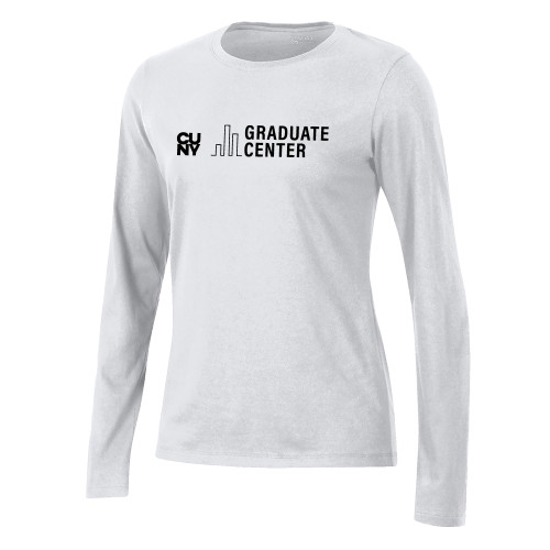 Gear Womens White Long Sleeve Tee-Graduate Center Wordmark