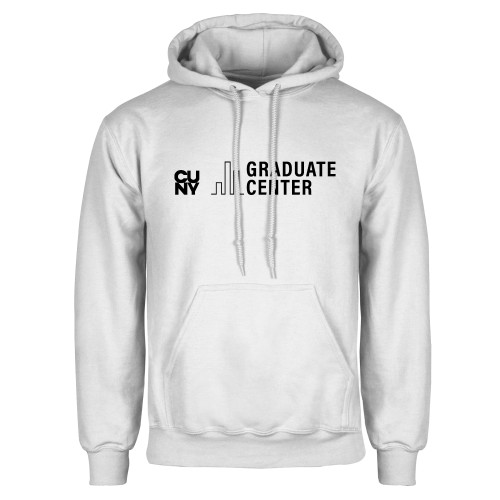 White Fleece Hoodie-Graduate Center Wordmark