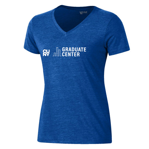 Gear Womens Royal Triblend VNeck Tee-Graduate Center Wordmark