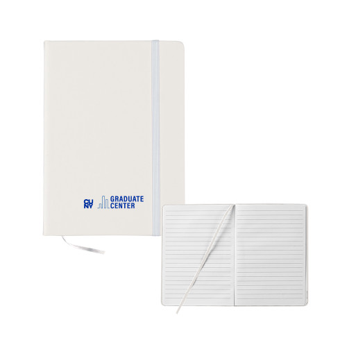 5x7 White Hard Cover Journal-Graduate Center Wordmark
