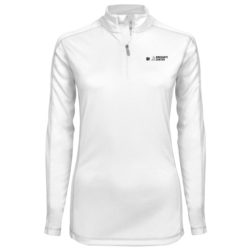 Syntrel Womens White Interlock 1/4 Zip-Graduate Center Wordmark