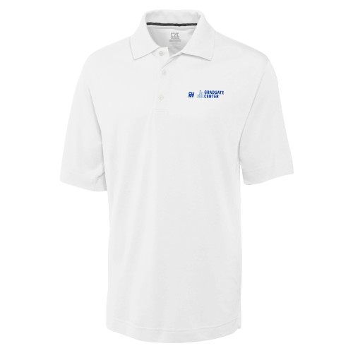C&B White Advantage TriBlend Pique Polo-Graduate Center Wordmark