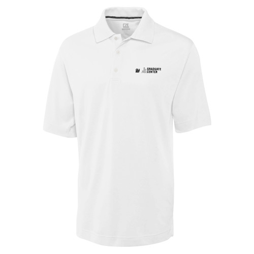 C&B White Advantage TriBlend Pique Polo-Graduate Center Wordmark