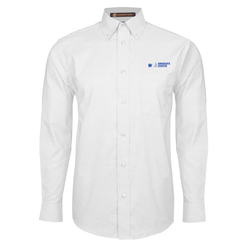 White Oxford Long Sleeve Shirt-Graduate Center Wordmark