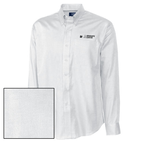 Cutter & Buck Nailshead Long Sleeve Button Down White-Graduate Center Wordmark