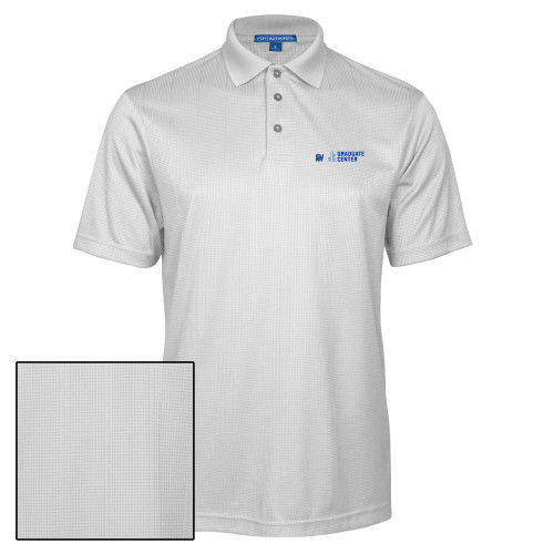 White Performance Fine Jacquard Polo-Graduate Center Wordmark