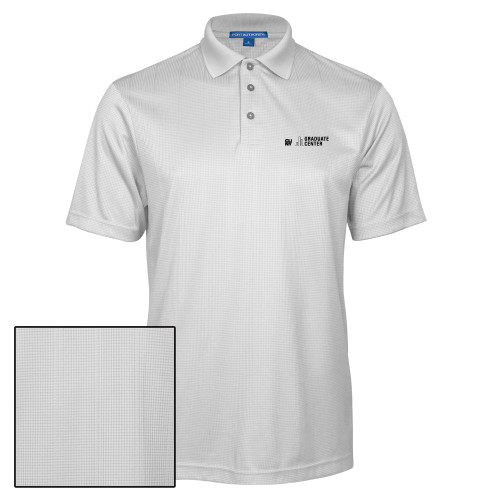 White Performance Fine Jacquard Polo-Graduate Center Wordmark