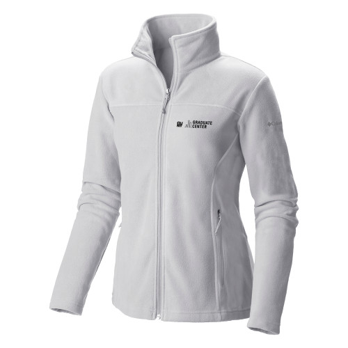 Columbia Womens Full Zip White Fleece Jacket-Graduate Center Wordmark