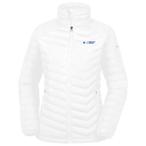 Columbia Womens White Powder Lite Jacket-Graduate Center Wordmark