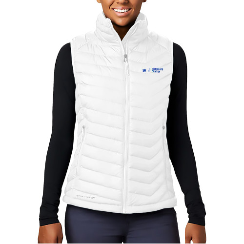 Columbia Womens White Powder Lite Vest-Graduate Center Wordmark