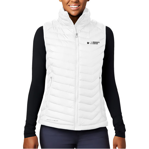 Columbia Womens White Powder Lite Vest-Graduate Center Wordmark