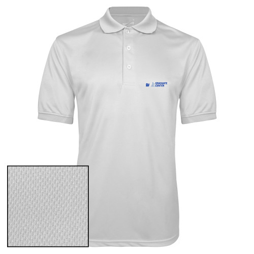 White Dry Mesh Polo-Graduate Center Wordmark