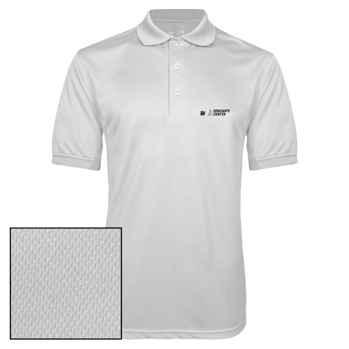 White Dry Mesh Polo-Graduate Center Wordmark