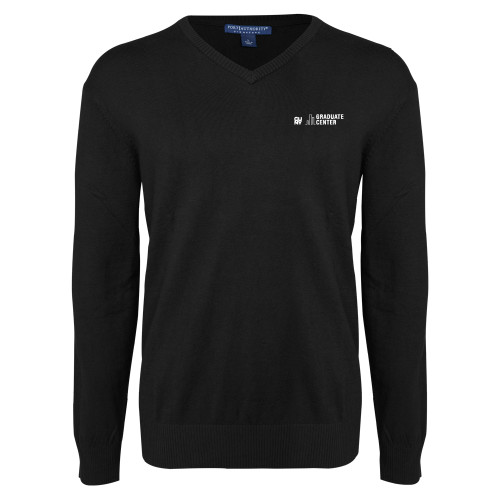 Black VNeck Sweater-Graduate Center Wordmark