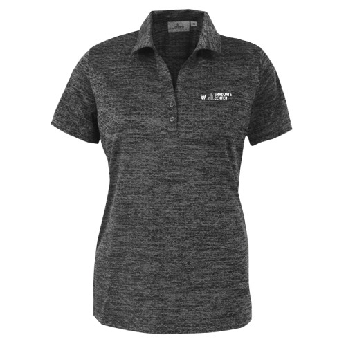 Womens Charcoal Honeycomb Jacquard Polo-Graduate Center Wordmark