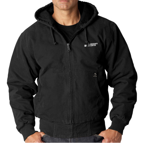 DRI DUCK Black Cheyenne Hooded Jacket-Graduate Center Wordmark