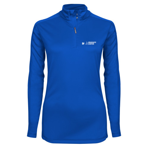Syntrel Womens Royal Interlock 1/4 Zip-Graduate Center Wordmark