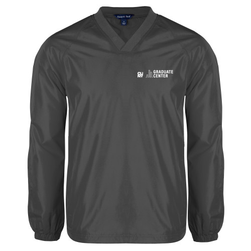 Charcoal V Neck Raglan Windshirt-Graduate Center Wordmark