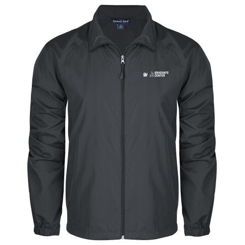 Charcoal Full Zip Wind Jacket-Graduate Center Wordmark