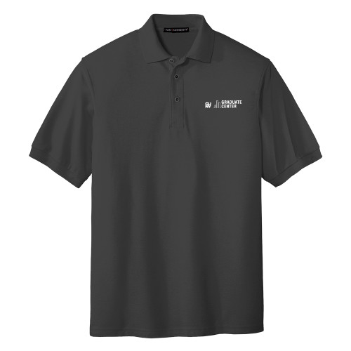 Charcoal Silk Touch Polo-Graduate Center Wordmark