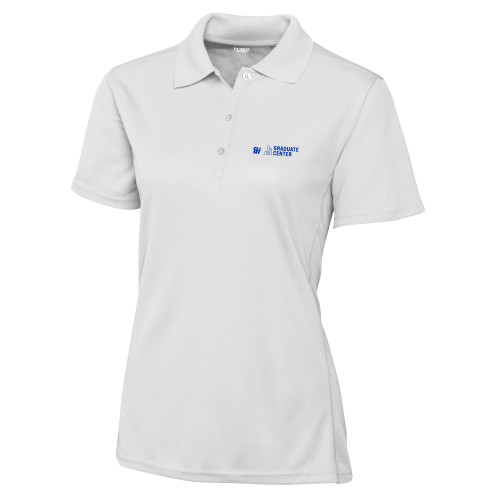 C&B Womens White Clique Ice Pique Polo-Graduate Center Wordmark