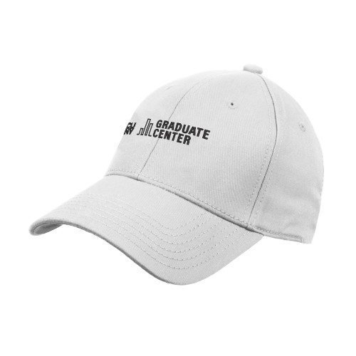 White Structured Adjustable Pro Style Hat-Graduate Center Wordmark