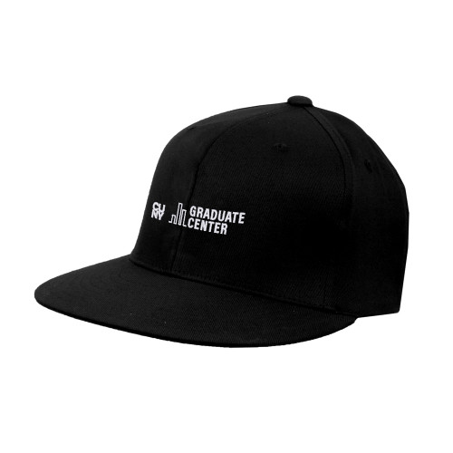 Black Flat Bill Snapback Hat-Graduate Center Wordmark