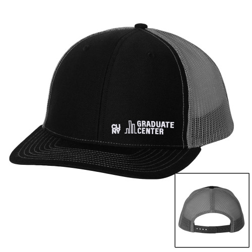 Richardson Black/Charcoal Trucker Hat-Graduate Center Wordmark