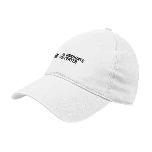White Flexfit Structured Low Profile Hat-Graduate Center Wordmark